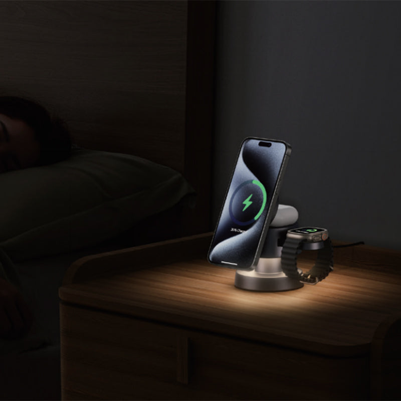 Foldable magnetic multifunctional wireless charger