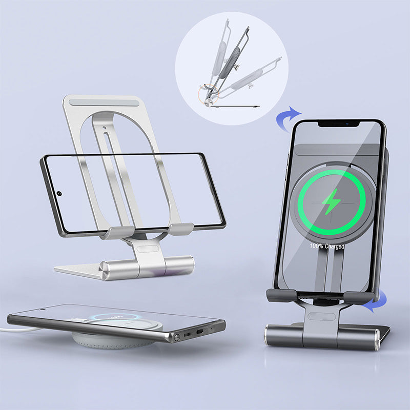 Adjustable folding angle wireless charger with stand