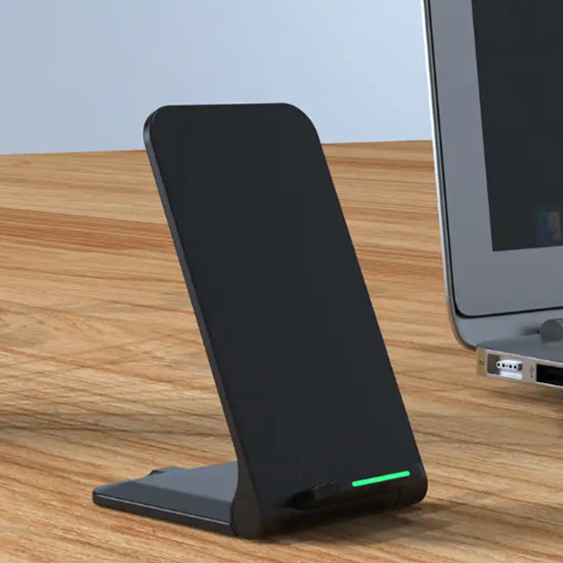 Vertical foldable wireless charger with stand