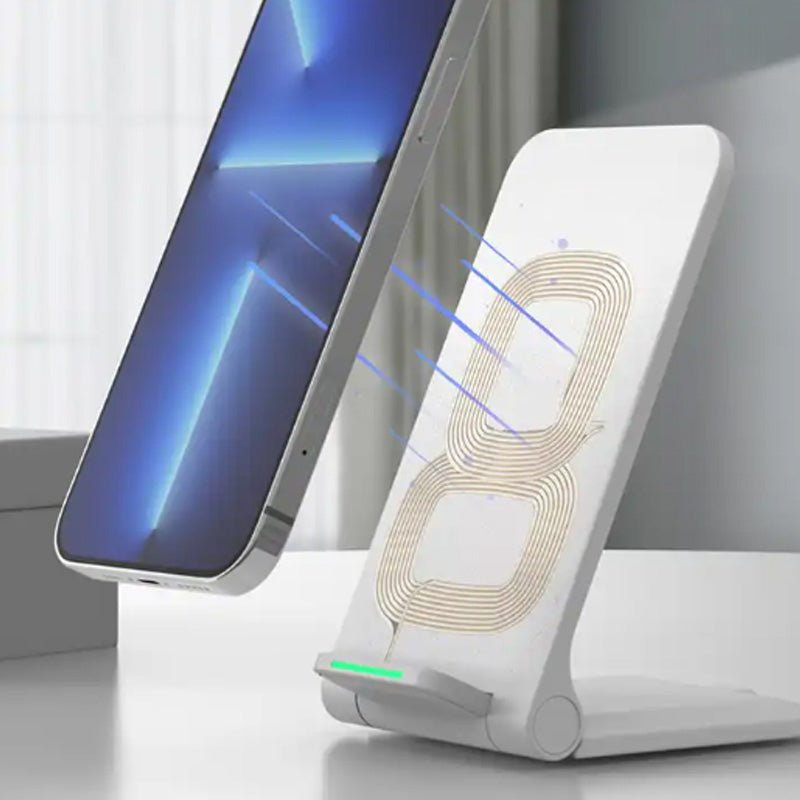 Vertical foldable wireless charger with stand