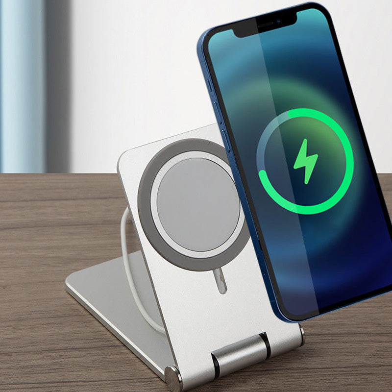 Aluminum alloy magnetic wireless charger with stand