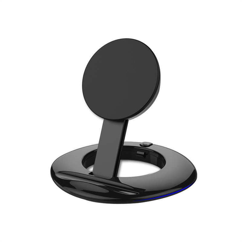 Black magnetic wireless charger with stand