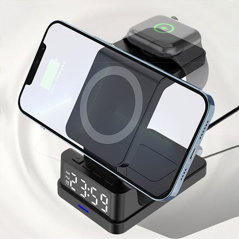 Digital clock magnetic wireless charger with stand