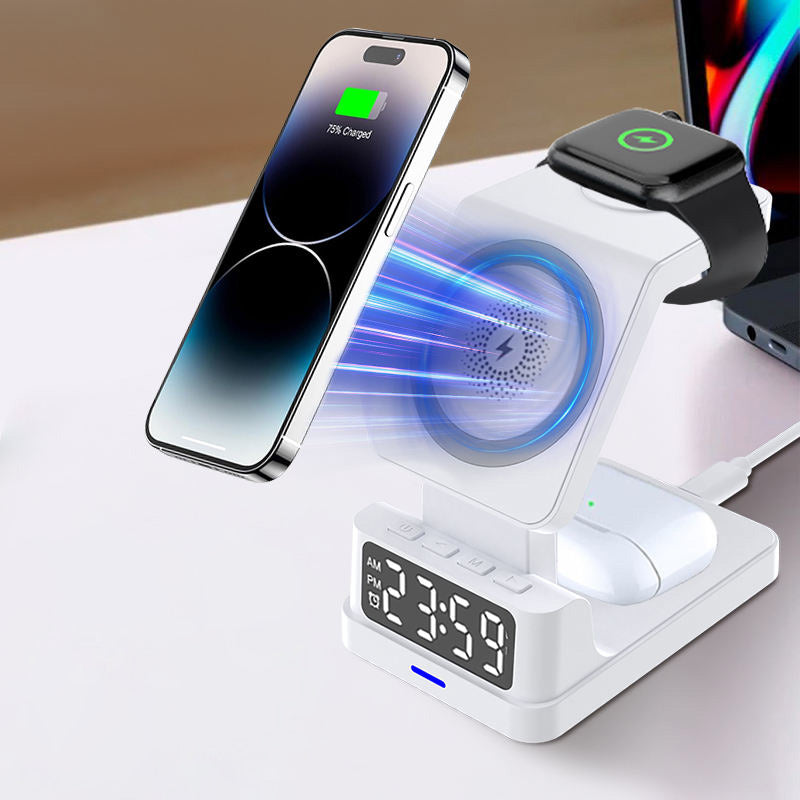 Digital clock magnetic wireless charger with stand