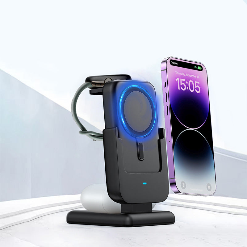 Detachable magnetic wireless charger with stand