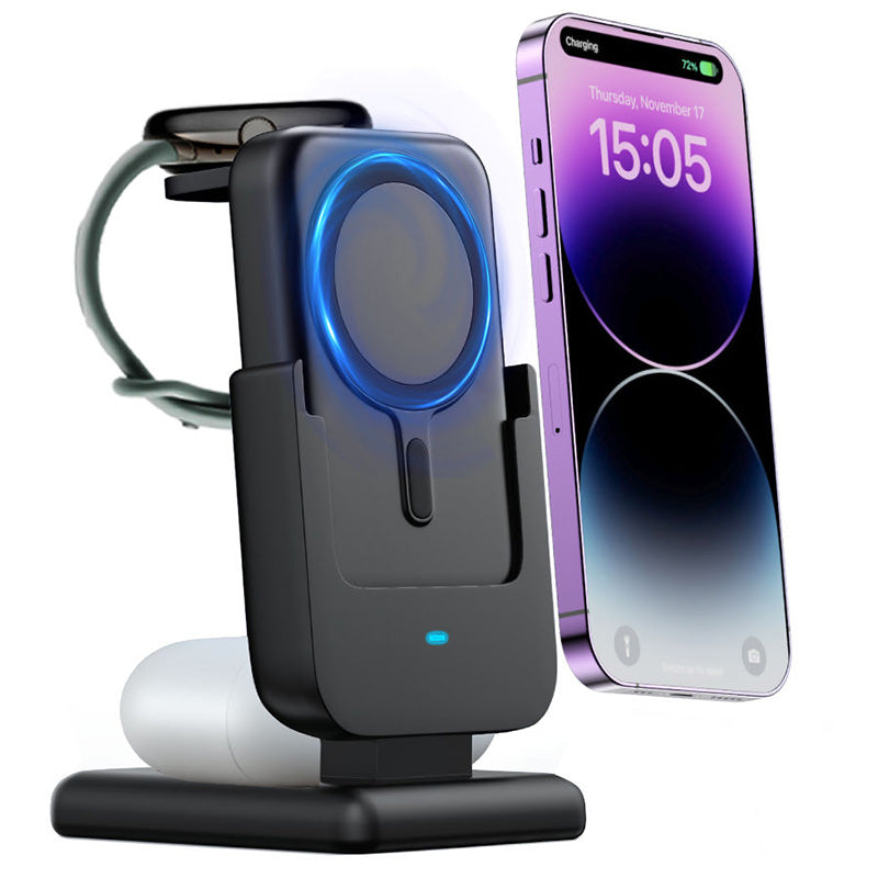 Detachable magnetic wireless charger with stand