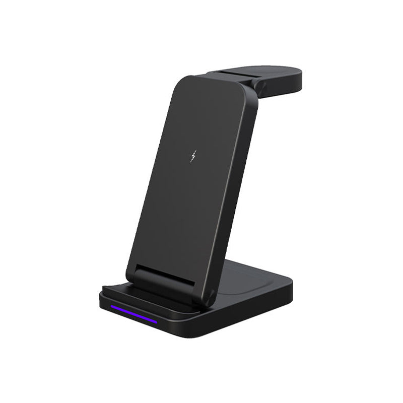 Black 3 in 1 foldable wireless charger with stand
