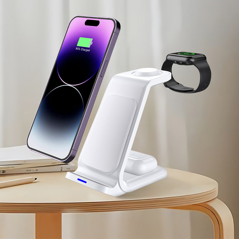 Vertical 3 in 1 magnetic wireless charger with stand