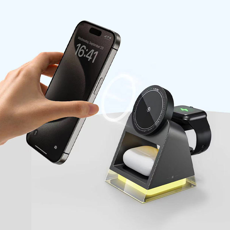 Smart 3 in 1 night light wireless charger with stand