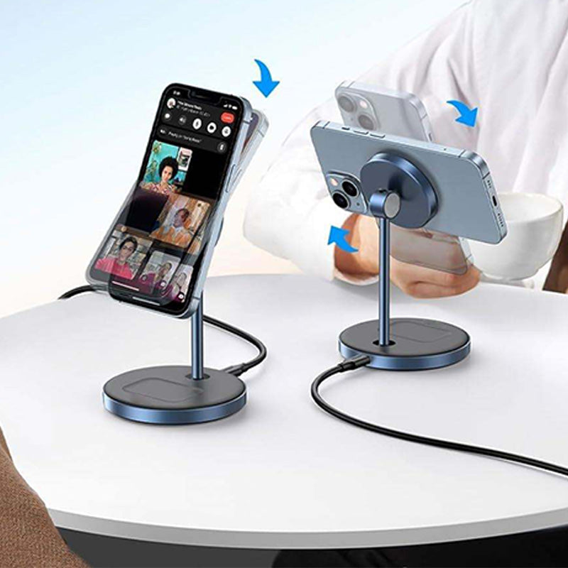 Black 2 in 1 magnetic wireless charger with stand