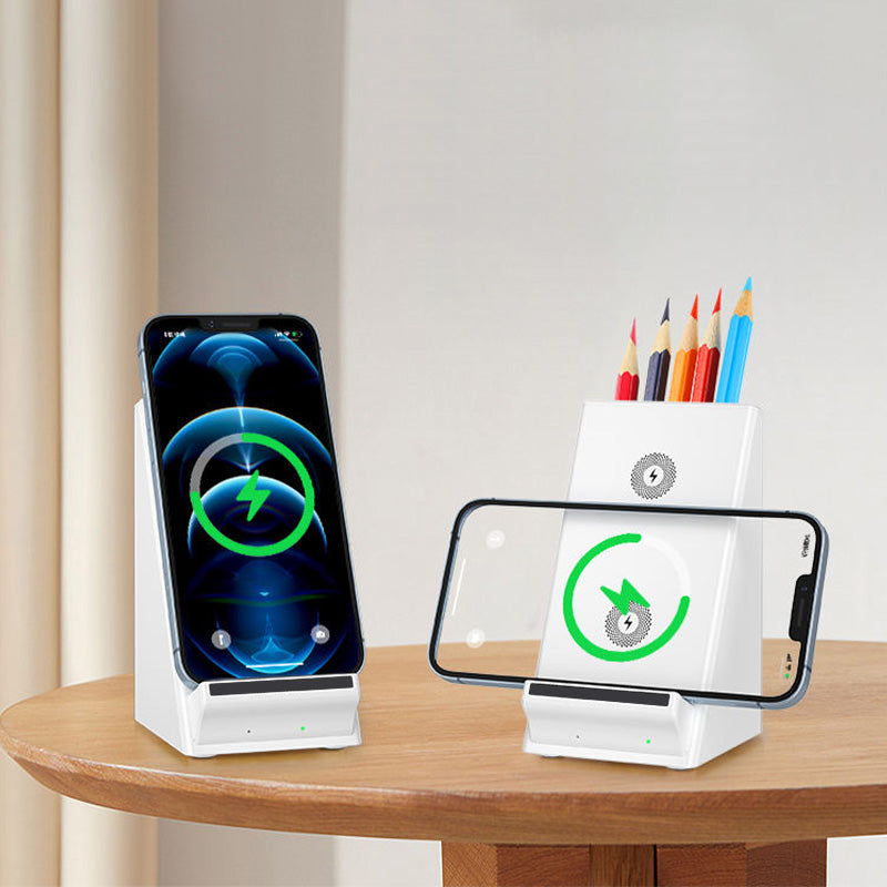Smart vertical pen holder wireless charger with stand