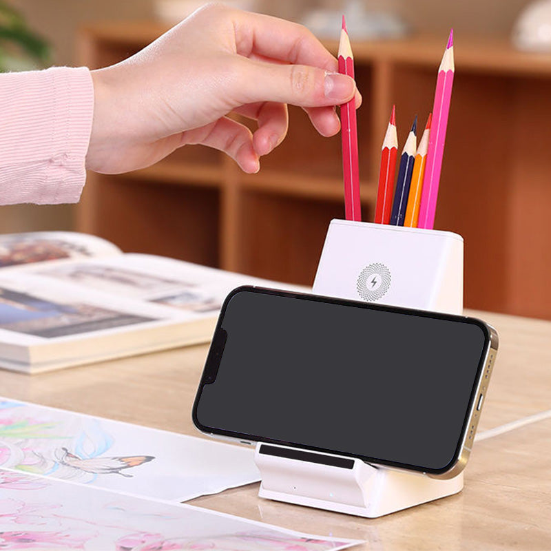 Smart vertical pen holder wireless charger with stand