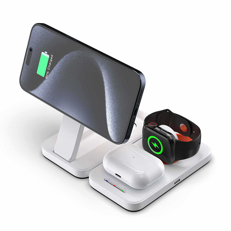 Foldable 15w magnetic wireless charger with stand