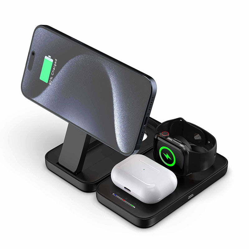 Foldable 15w magnetic wireless charger with stand