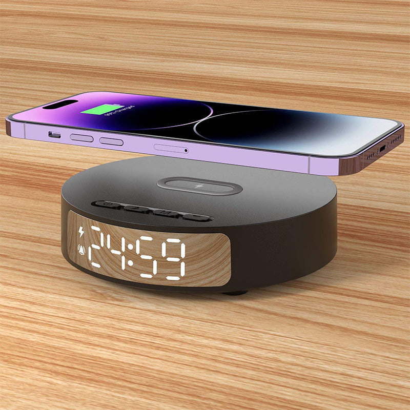 Desktop round clock wireless portable charger