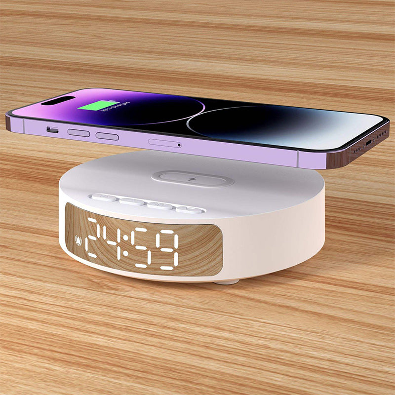 Desktop round clock wireless portable charger