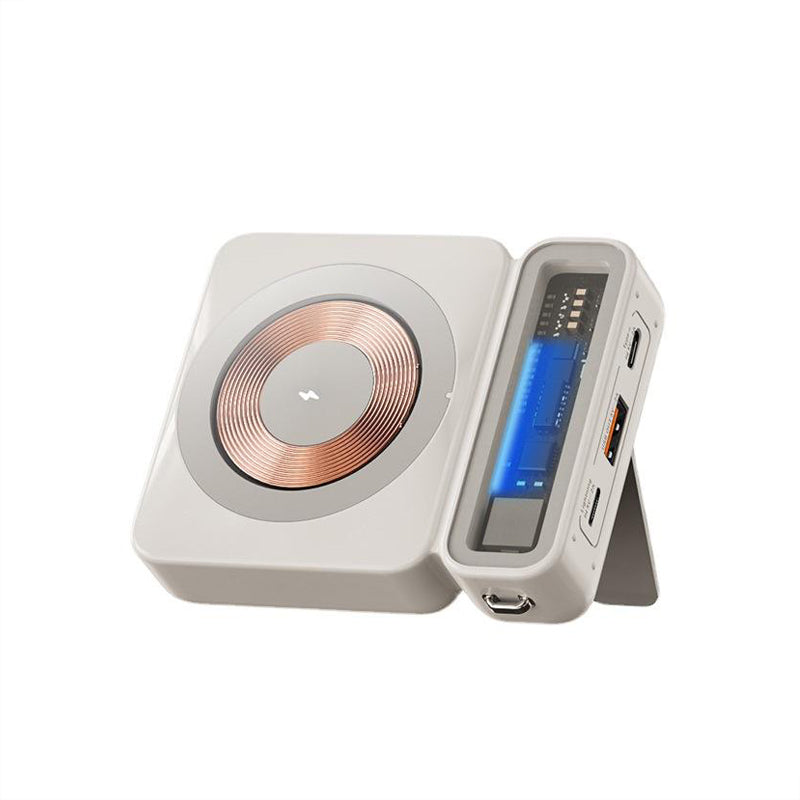 Magnetic portable charger with folding stand