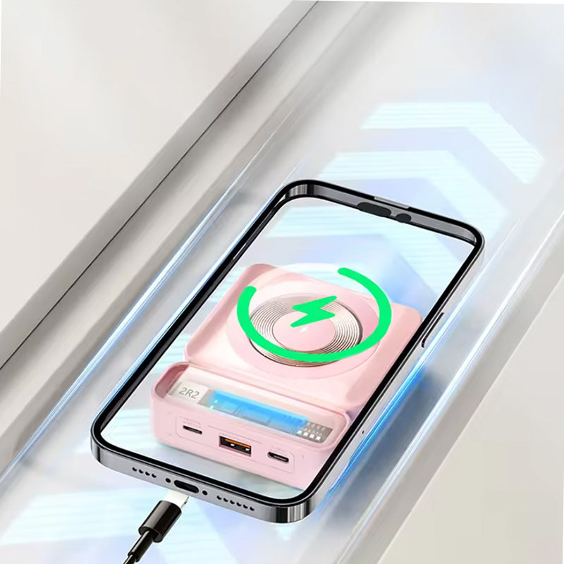 Magnetic portable charger with folding stand