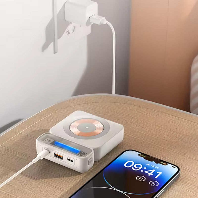 Magnetic portable charger with folding stand