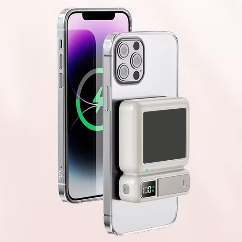 Magnetic portable charger with folding stand