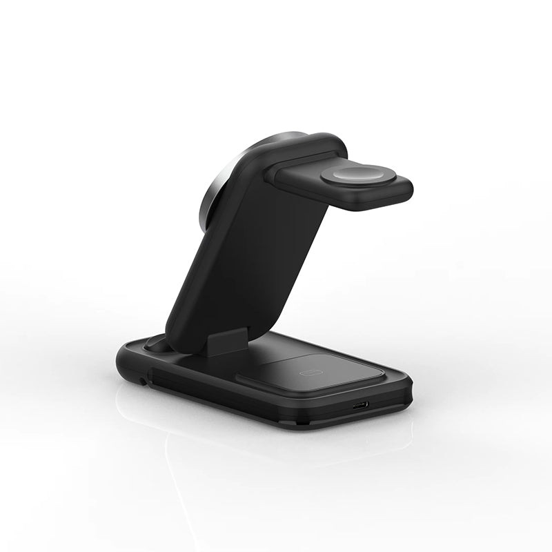 Black foldable 3 in 1 magnetic portable charger