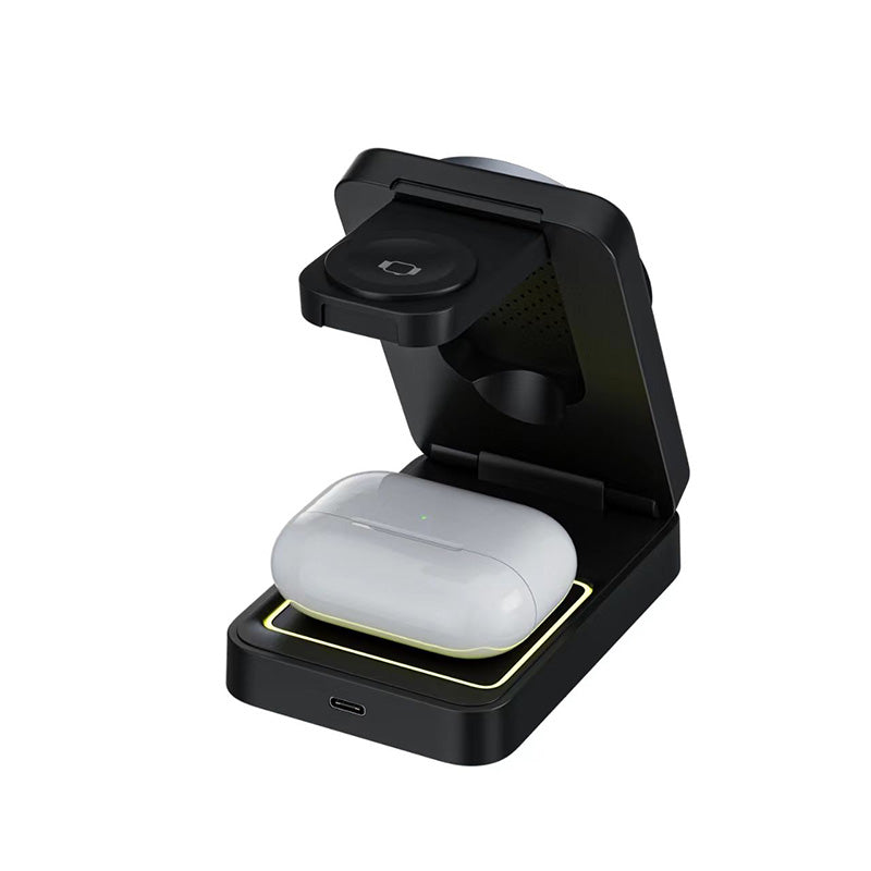 Black 3-in-1 magnetic wireless portable charger