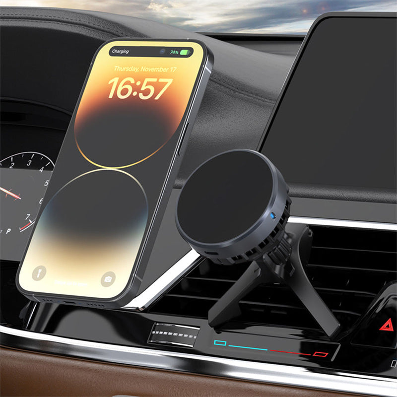 Fan cooling magnetic wireless car charger