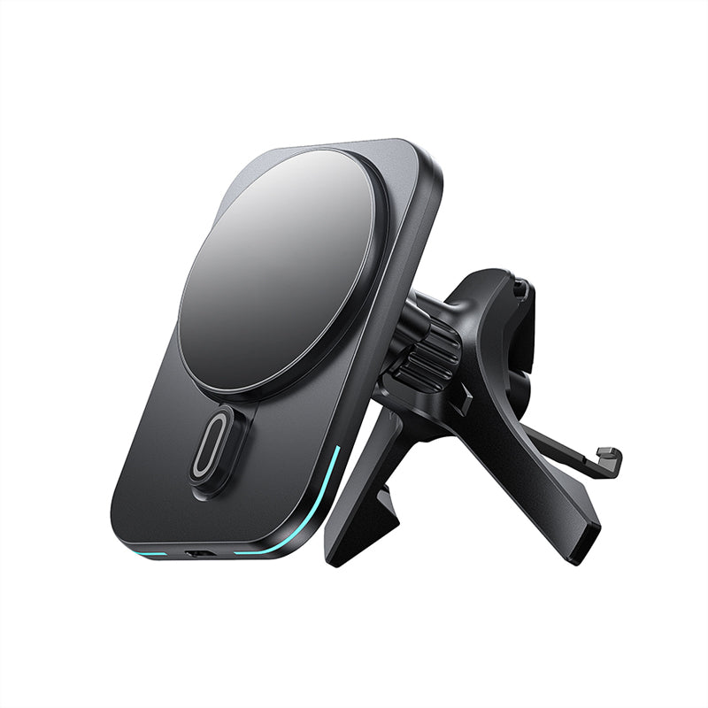 Black magnetic wireless fast charging car charger
