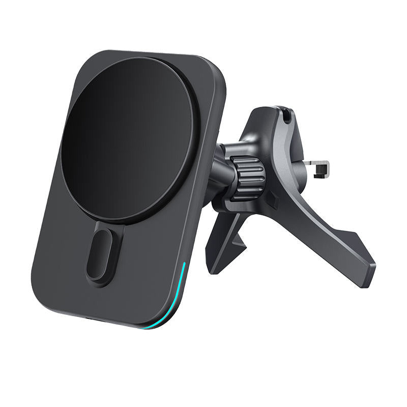 Black magnetic wireless fast charging car charger