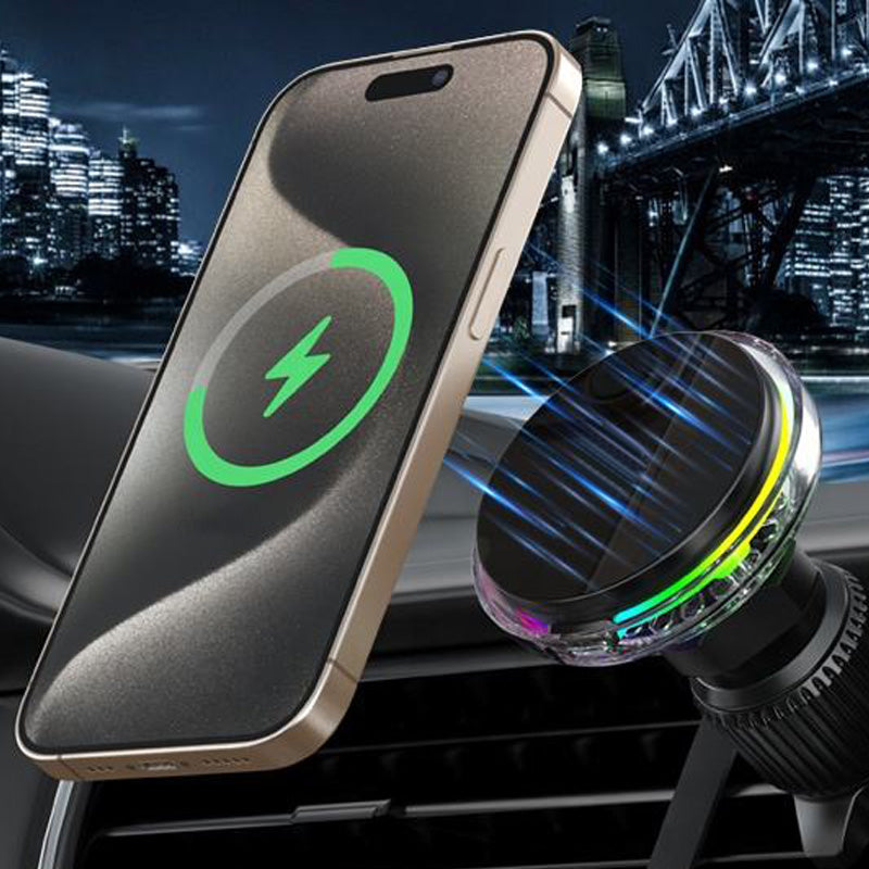 Black magnetic car charger with fan cooling
