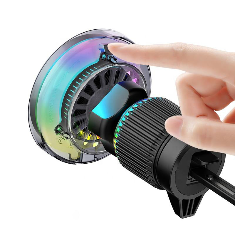 Black magnetic car charger with fan cooling