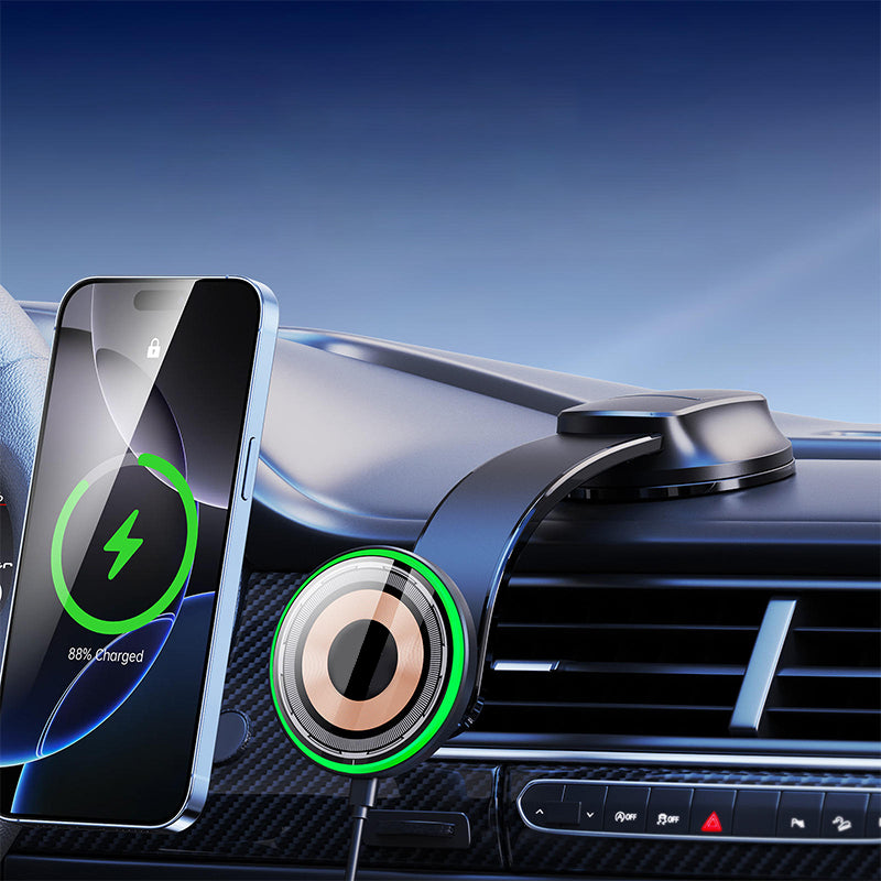 Bendable metal arm magnetic wireless car charger