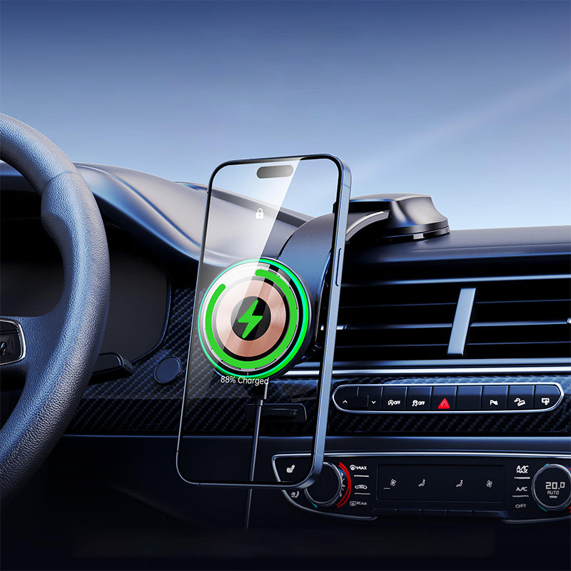 Bendable metal arm magnetic wireless car charger
