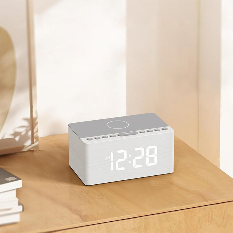 Wooden LED time display Bluetooth speaker charger