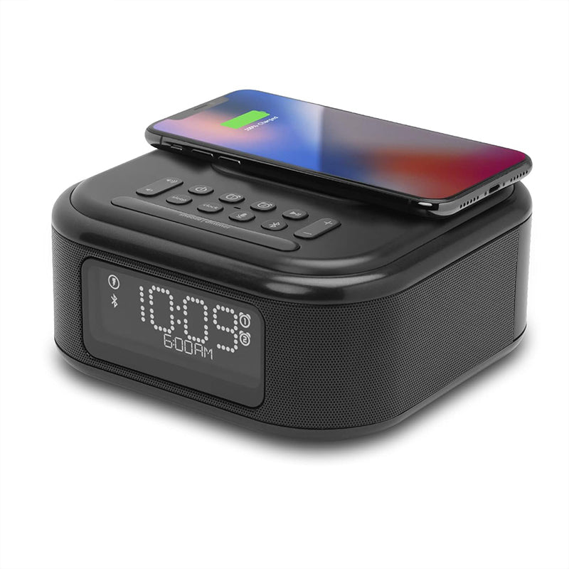 Black digital clock bluetooth speaker charger