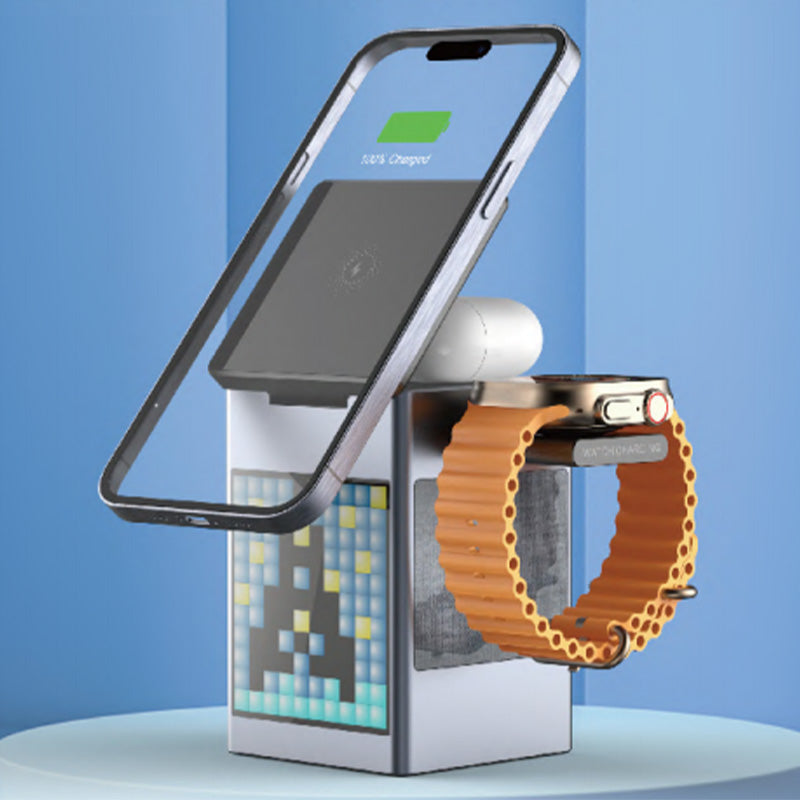 Cartoon pixel multifunctional bluetooth speaker charger