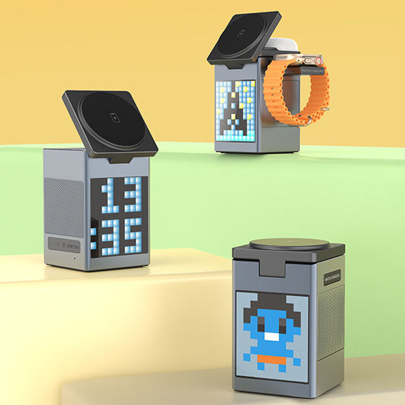 Cartoon pixel multifunctional bluetooth speaker charger