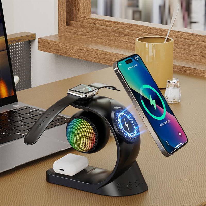 3-In-1 fast wireless bluetooth speaker charger
