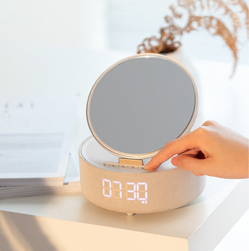 Simple foldable time alarm clock Bluetooth speaker charger